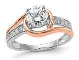 1.17 Carat (ctw VS2-VS1, D-E-F) IGI Certified Lab-Grown Diamond By-Pass Engagement Ring 14K White and Rose Gold